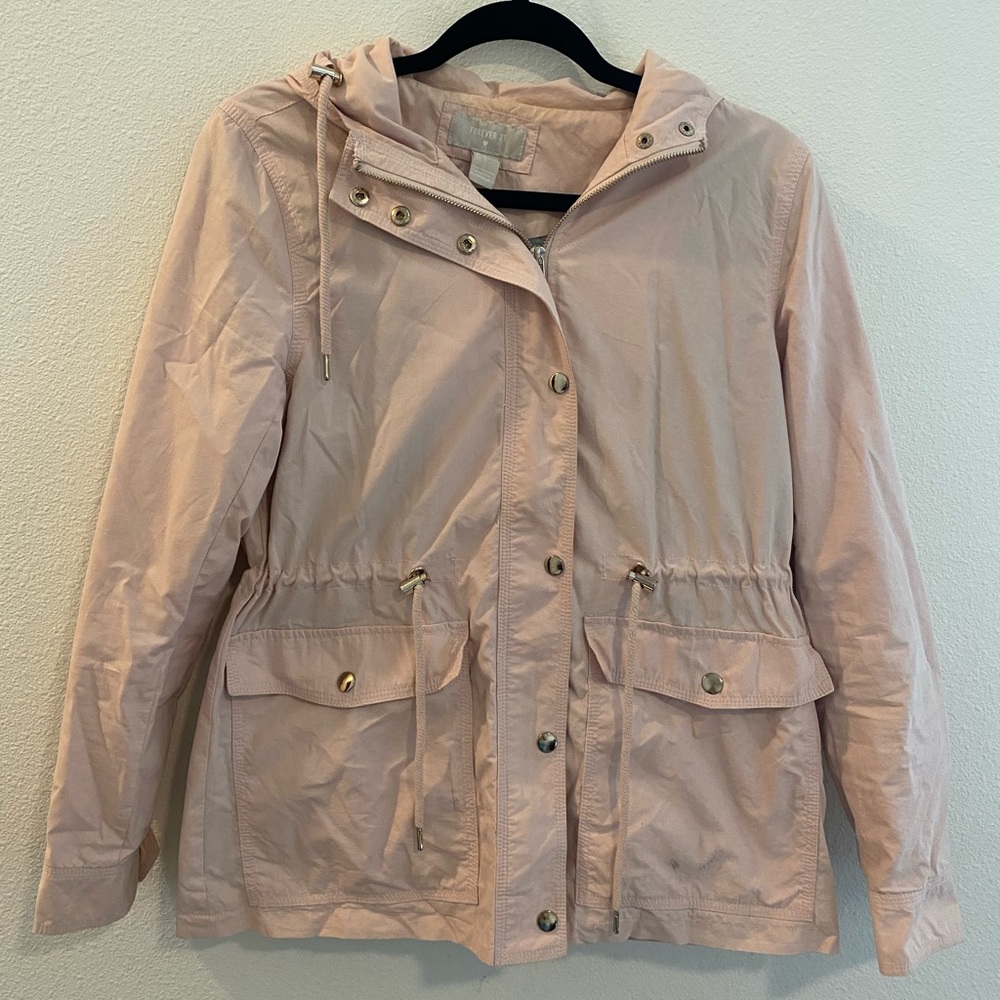 Mauve Pink Hooded Utility Jacket